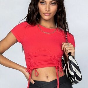 Princess Polly Stormi Top Red Ribbed Crop Top